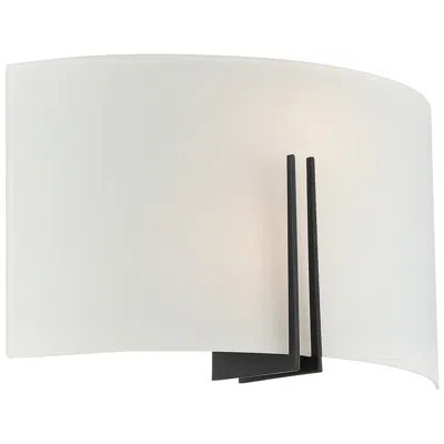 Access Prong - E26 Led 12" Wall Sconce - Matte Black Finish - White Glass
