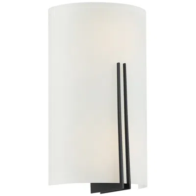 Access Prong - E26 Led 13" Tall Wall Sconce - Matte Black Finish - White Glas