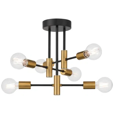 Access Sean 17" Wide 6-light Black, Antique Brushed Brass Semi Flush