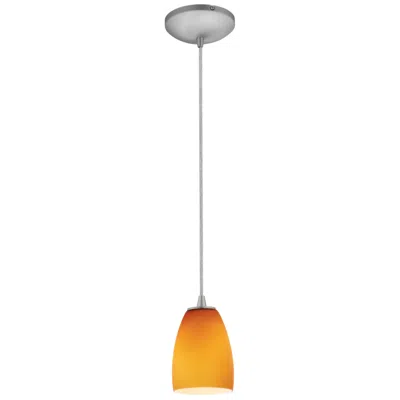 Access Sherry 4 1/2" Wide Brushed Steel Mini Pendant W/ Amber Glass