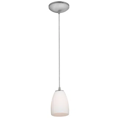 Access Sherry 4.5" Wide Brushed Steel Cord Hung Pendant W/ Opal Glass Shade