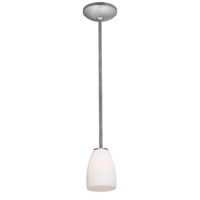 Access Sherry 4.5" Wide Brushed Steel Stem Hung Pendant W/ Opal Glass Shade