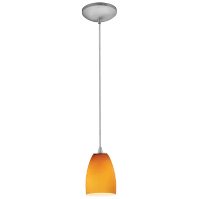 Access Sherry - E26 Led Cord Pendant - Brushed Steel Finish, Amber Glass Shade