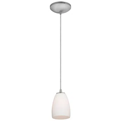 Access Sherry - E26 Led Cord Pendant - Brushed Steel Finish, Opal Glass Shade