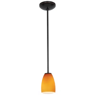 Access Sherry - Glass Pendant - Rods - Oil Rubbed Bronze Finish, Amber Glass Shade