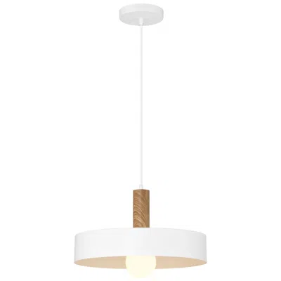 Access Slate 13 3/4"w White With Natural Wood Grain Pendant Light