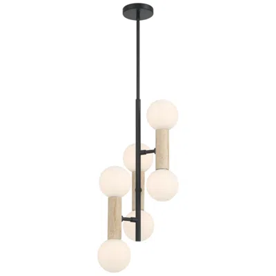 Access Stone 12.5" Wide 6-light Travertine Led Pendant In Black