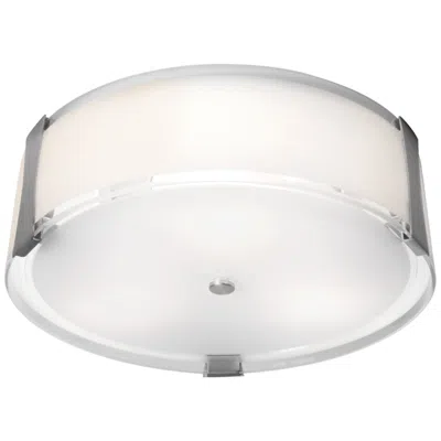 Access Tara 18" Wide Brushed Steel Flush Mount W/ Opal Glass Shade