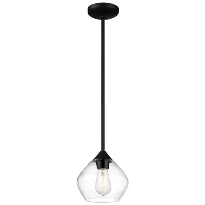 Access Vintage 8" Wide Matte Black Led Pendant In Multi