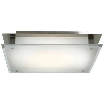 Access Vision 15.75" Wide Brushed Steel Flush Mount W/ Frosted Glass Shade