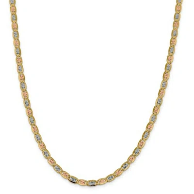 Pre-owned Accessories & Jewelry 14k Tri Color Gold 4.65mm Solid Pave Valentino Chain W/ Lobster Clasp 16" - 24"