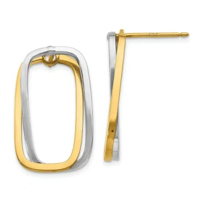 Pre-owned Accessories & Jewelry 14k Two Tone Gold 1.4mm Rectangle Interchanging Versatile Earrings Italian Gold