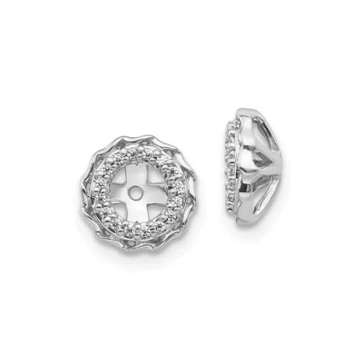 Pre-owned Accessories & Jewelry 14k White Gold Diamond Twisted Edge Halo Stud Earring Jacket 0.10 Ct To 0.14 Ct. In I - J