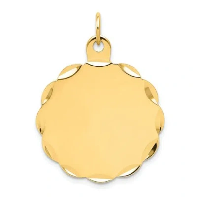 Pre-owned Accessories & Jewelry 14k Yellow Gold Medium 24mm Plain Engravable Scalloped Disc Charm
