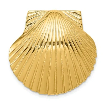 Pre-owned Accessories & Jewelry 14k Yellow Gold Medium Sized Satin Scallop Shell Slide Fits Up To 10mm Necklace