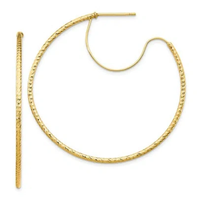 Pre-owned Accessories & Jewelry Italian 14k Yellow Gold Diamond Cut 1.5mm X 45mm Polish Wire Hoop Earrings
