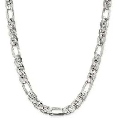 Pre-owned Accessories & Jewelry Sterling Silver 10.65mm Solid Figaro Anchor Chain W/ Lobster Clasp 22" - 26"