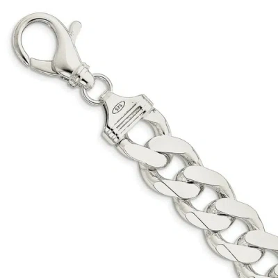 Pre-owned Accessories & Jewelry Sterling Silver Solid 16.2mm Plain Curb Bracelet W/ Lobster Clasp 8" - 9"