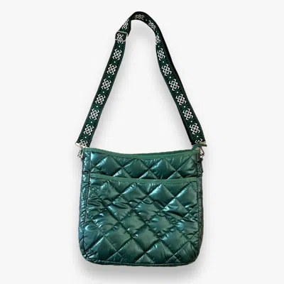Accessorize Me Diamond Puffer Crossbody In Green