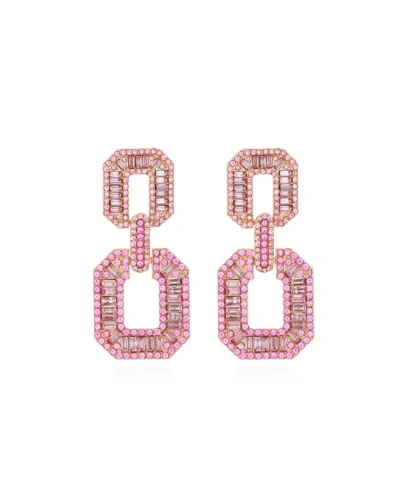 Accessory Concierge Crystal Window Drop Earrings In Pink