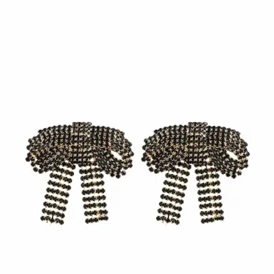 Accessory Concierge Gemstone Bow Earrings In Black In Brown