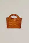 Accessory Concierge Mini Woven Bag In Cognac In Green