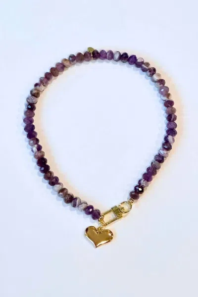 Accessory Concierge Vino Heart Charm Collar Necklace In Purple In Brown