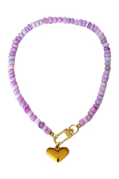 Accessory Concierge Women's Heart Charm Collar Necklace In Lavender In Pink