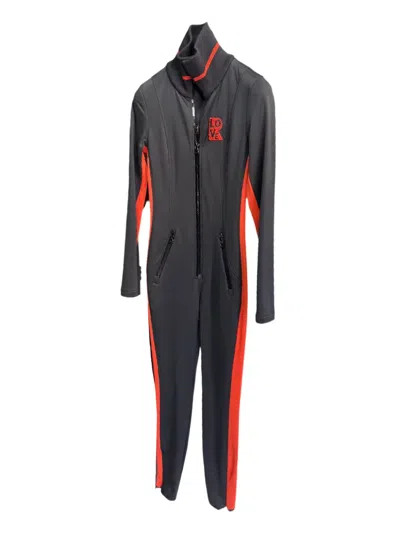 Accessxprive Panelled Logo Performance Jumpsuit In Gray