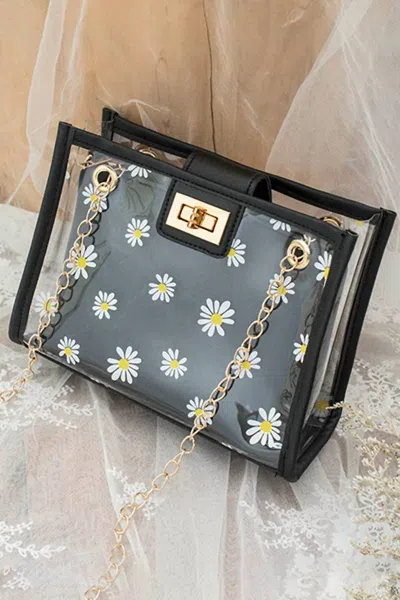 Accity Women's Daisy Floral Transparent Mini Crossbody Bag In Black