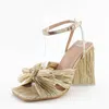 Accity Women's Retro Bow Heels In Gold In Gold