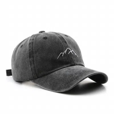 Accity Women's Vintage Washed Distressed Mountain Embroidery Cap In Black