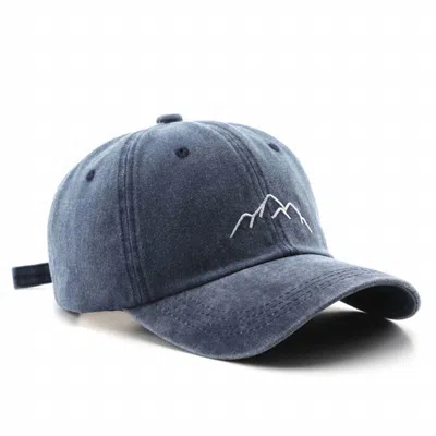 Accity Women's Vintage Washed Distressed Mountain Embroidery Cap In Navy In Blue