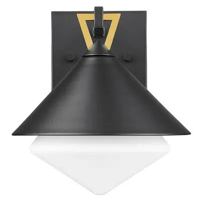 Acclaim Lighting Edmore 8.75 In. Matte Black And Gold Accent 1-light Wall Lantern With Opal Glass In Matte Black;powder Coated Finish
