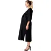 Accouchée Amaterasu Tie Belt Maternity/nursing Wrap Midi Dress In Black