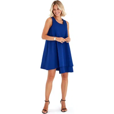 Accouchée Amaze Sleeveless Cotton Maternity/nursing Swing Dress In Blue