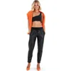 Accouchée Comfy Cool Foldover Waistband Faux Leather Jogger Pants In Black