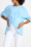 Accouchée Let Loose Crossover Long Sleeve Maternity Nursing Knit Sweater In Ice Blue