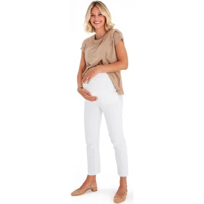 Accouchée Graceful Non-denim Foldover Waistband Maternity Pants In White