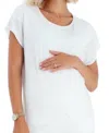 Accouchée Crossover Short Sleeve Cotton Maternity/nursing Top In White