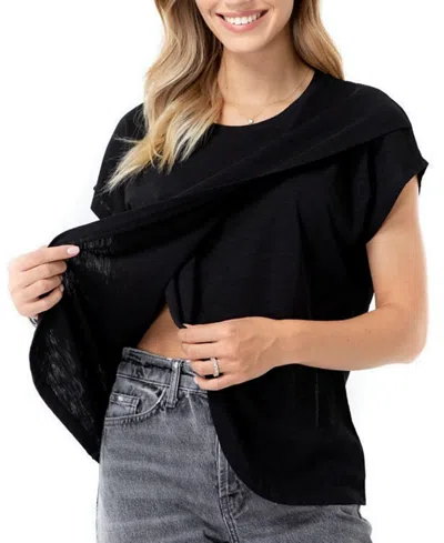 ACCOUCHÉE HANDY CROSSOVER SHORT SLEEVE COTTON MATERNITY/NURSING TOP
