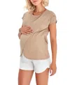 Accouchée Crossover Short Sleeve Cotton Maternity/nursing Top