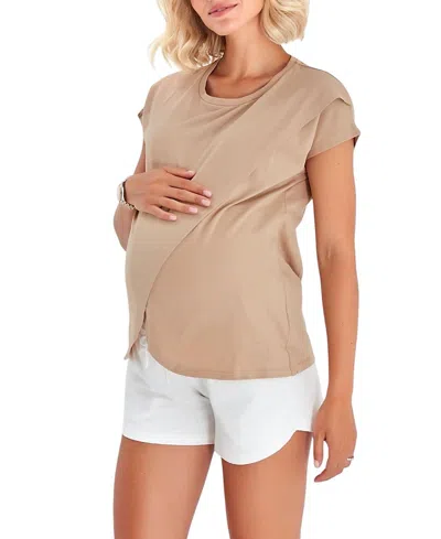 ACCOUCHÉE HANDY CROSSOVER SHORT SLEEVE COTTON MATERNITY/NURSING TOP