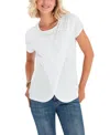 Accouchée Handy Crossover Short Sleeve Cotton Maternity/nursing Top In White