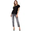 Accouchée Crossover Short Sleeve Cotton Maternity/nursing Top In Black