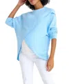 Accouchée Let Loose Crossover Long Sleeve Maternity Nursing Knit Sweater In Blue