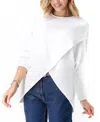 Accouchée Let Loose Crossover Long Sleeve Maternity Nursing Knit Sweater In White