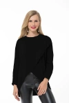 Accouchée Let Loose Crossover Long Sleeve Maternity Nursing Knit Top In Black