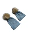 Accouchée Mom N Me Beanie Set- 2 Pcs In Blue