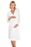 Accouchée Sleep Well Maternity/nursing Nightgown & Robe Set In Ecru